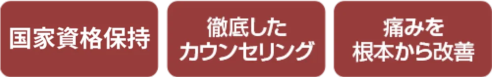 国家資格取得 徹底したカウンセリング 痛みを根本から改善
